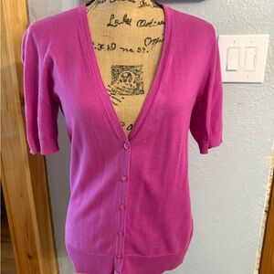 LOFT Fuchsia Button-Up Cardigan